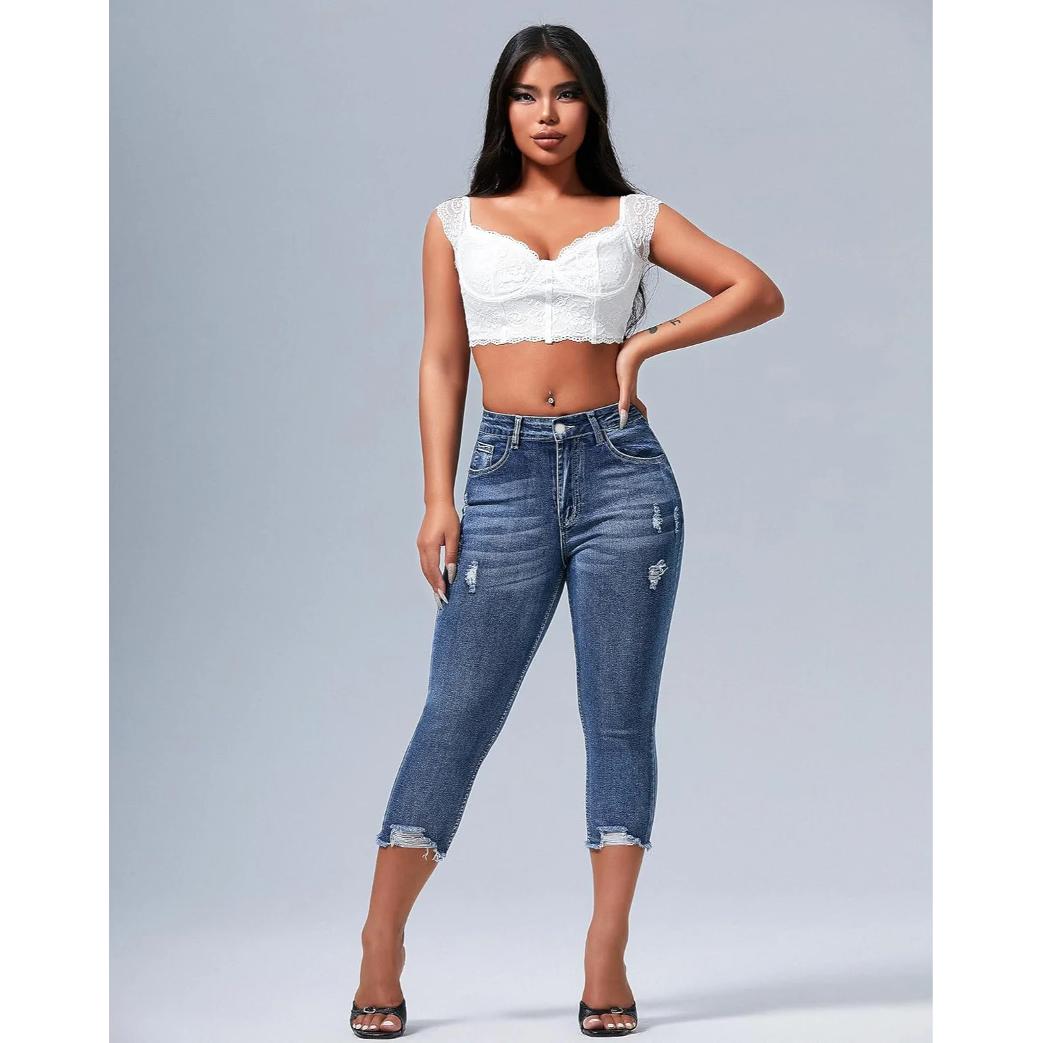 

Y2k Jeans Women Pants Flared Jeans Distressed Denim Stretch Tapered Street Style Fashion Washed Vintage Casual