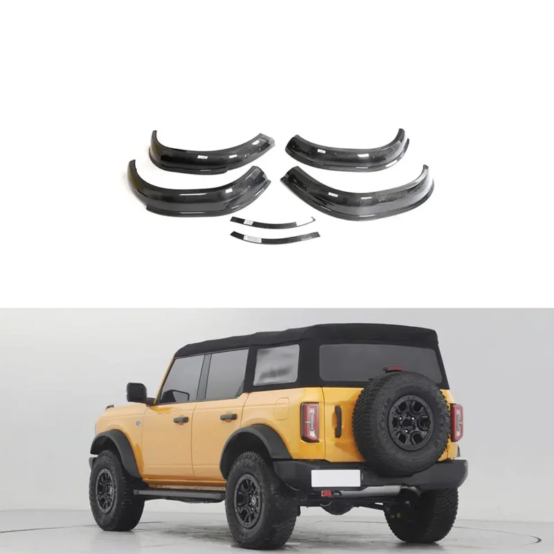 

Carbon Fiber Car Wheel Arch Flares Trims for Ford Bronco 2021-2022 Black Lower Lip Front Bumper Protect Front Skirt Spoiler