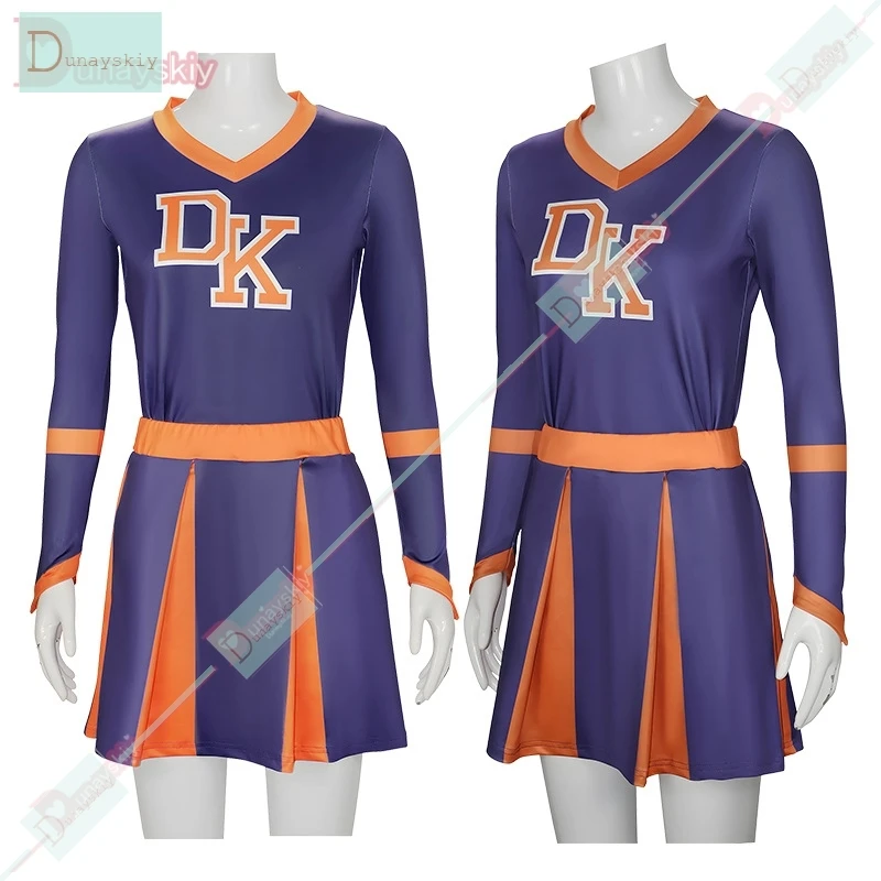 Purple Check Cheerleader Costume Girl Jennifer's Body Outfit Top Skirt Suit Halloween Sports Party Fancy Dress