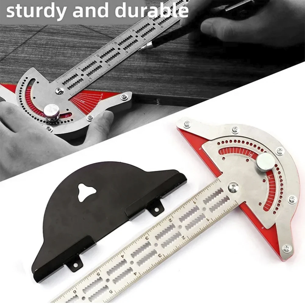 KATWAY Precision Carpenter Angle Protractor Stainless Steel Measuring Tool Woodworkers Edge Ruler HH-AA92