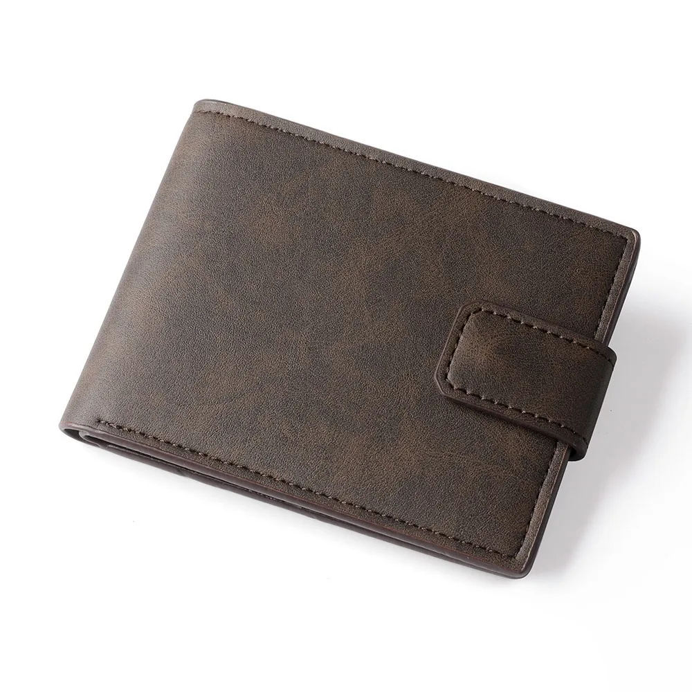 

Повседневный короткий кошелек с несколькими отделениями для карт, тонкий кошелек из искусственной кожи с держателем для карт, кошельки, мужской чехол для монет на пуговицах