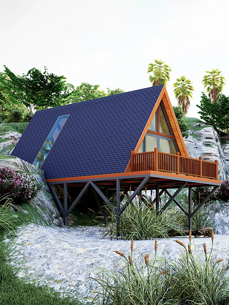 Triangular wooden house mobile assembly homestay wooden house small apartment villa landscape garden wooden house