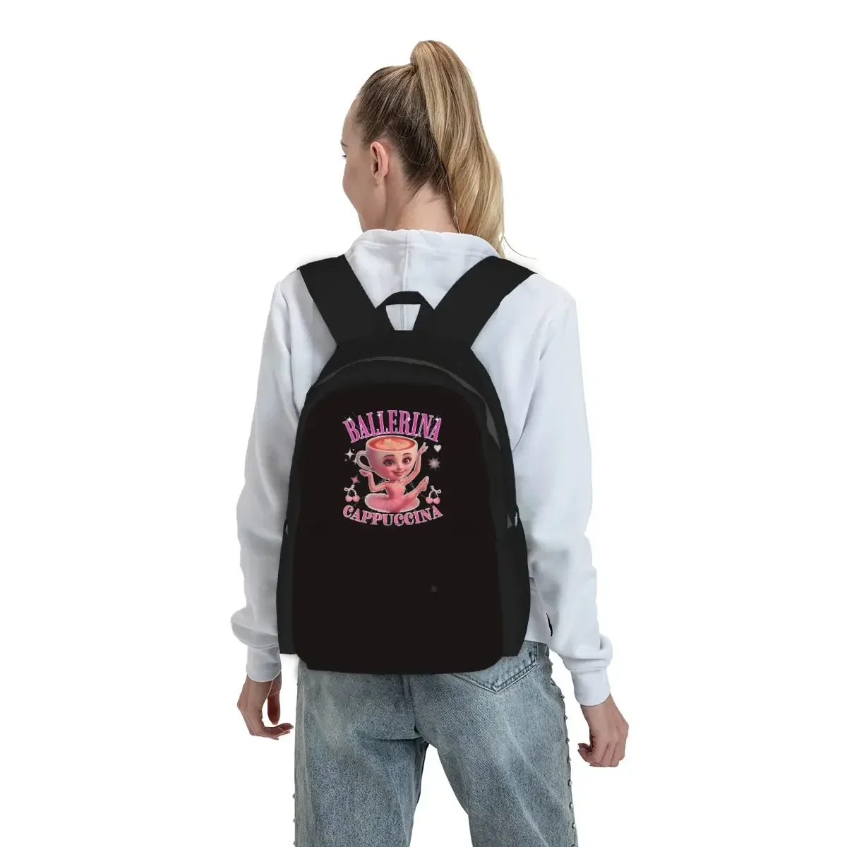 Cappuccino Ballerina Italian Brainrot Backpack Boys Girls BookBag Kids School Bag Computer Shoulder Bags for Men Women