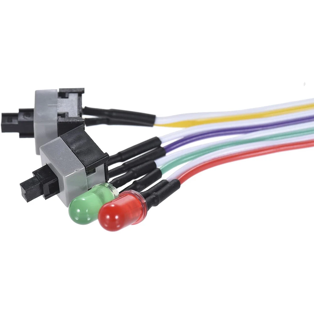 Classic-Computer Case ATX Power On Off Reset Switch Cable With 2 LED Light Light Red Green ATX Case Front Bezel Wire,65Cm