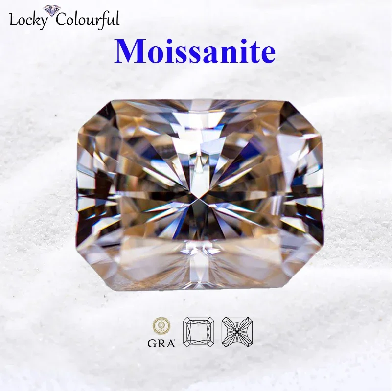 Moissanite Radiant Cut Natural Color Tea Yellow VVS1 with GRA Certificate for DIY Charms Beads Jewelry Making Bracelet Materials