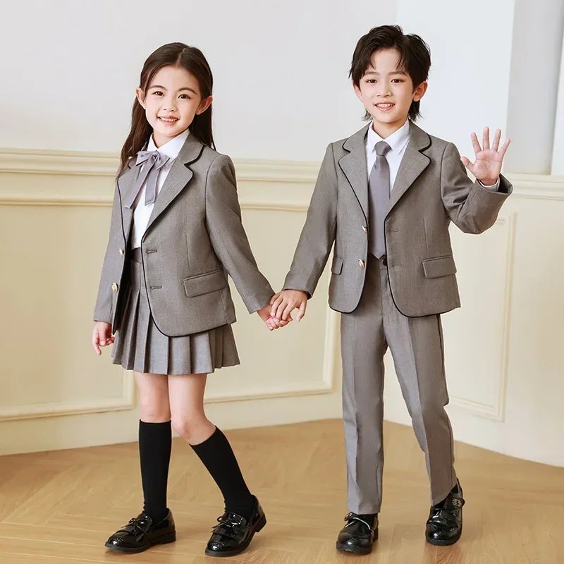 Gonne a pieghe uniformi per bambini Gonna grigia a vita alta stile scolastico Set completo di uniformi scolastiche in stile britannico di qualità superiore carina