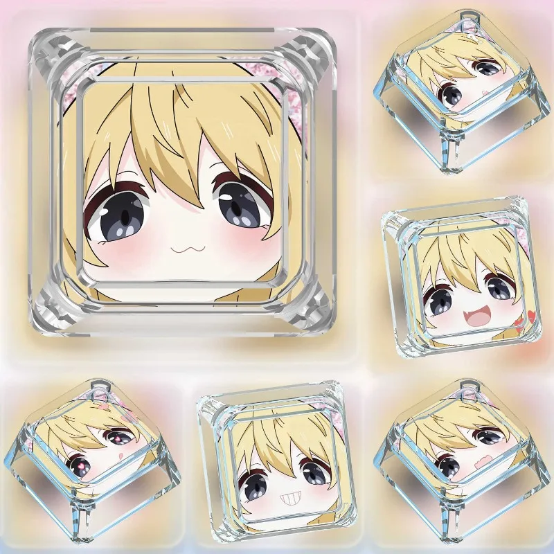 

New Anime Peripheral Miyazono Kaori Emoticon Series Keycap Single Cute Cross Axis Cartoon Mechanical Keyboard Transparent Keycap