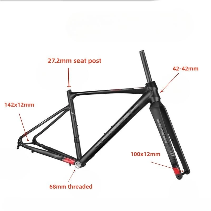 

700C Barrel Axle Road Bike Frameset Aluminum Alloy Frames Carbon Fiber Fork 142x12mm Disc Brake Full Internal Alignment Frame