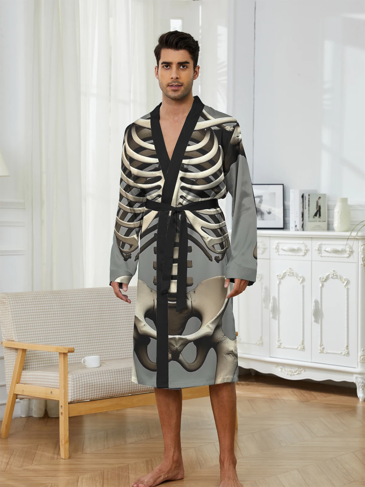 1pcs Men's Robes 2026 Spring/Summer Graphic 3D Printed dressing gown Breathable Sleepwear Shower robe sleepwear bath robe
