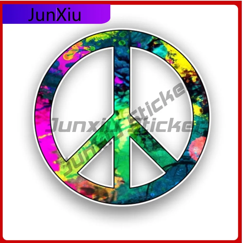

Peace Sign Hot Pink And Green Tie Dye Sticker Car Car Laptop Trolley Case Motorcycle Bicycle Skateboard Laptop Luggage Decals