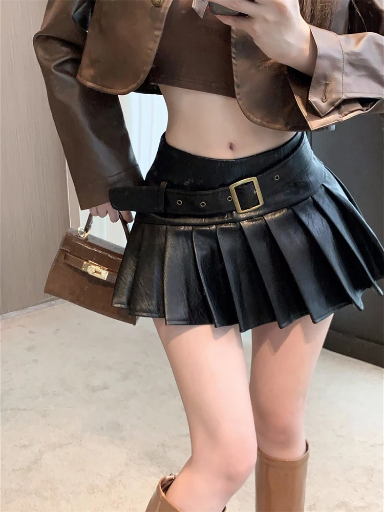 Mini jupes plissées taille haute pour femmes, culottes monochromes minces, streetwear sexy, mode féminine, automne, hiver