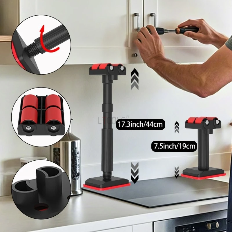 New Upgraded 19-46cm Pulley Support Adjustable Roller Jacks for Bathroom Cabinet Install Construction Lifting Fix Auxiliary Tool