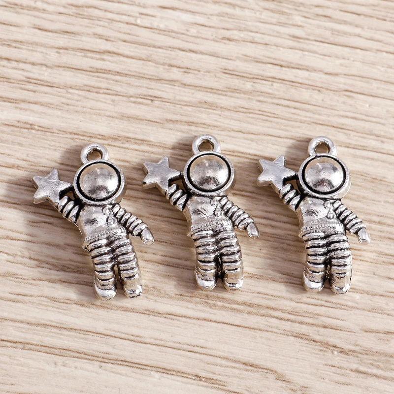 Tusember 12*20mm 20 Stück Antik-Silberfarbene Charms, Legierung Raumfahrer-Astronauten-Anhänger, DIY Handgemachte Schmuckherstellung Zubehör – Detail 4