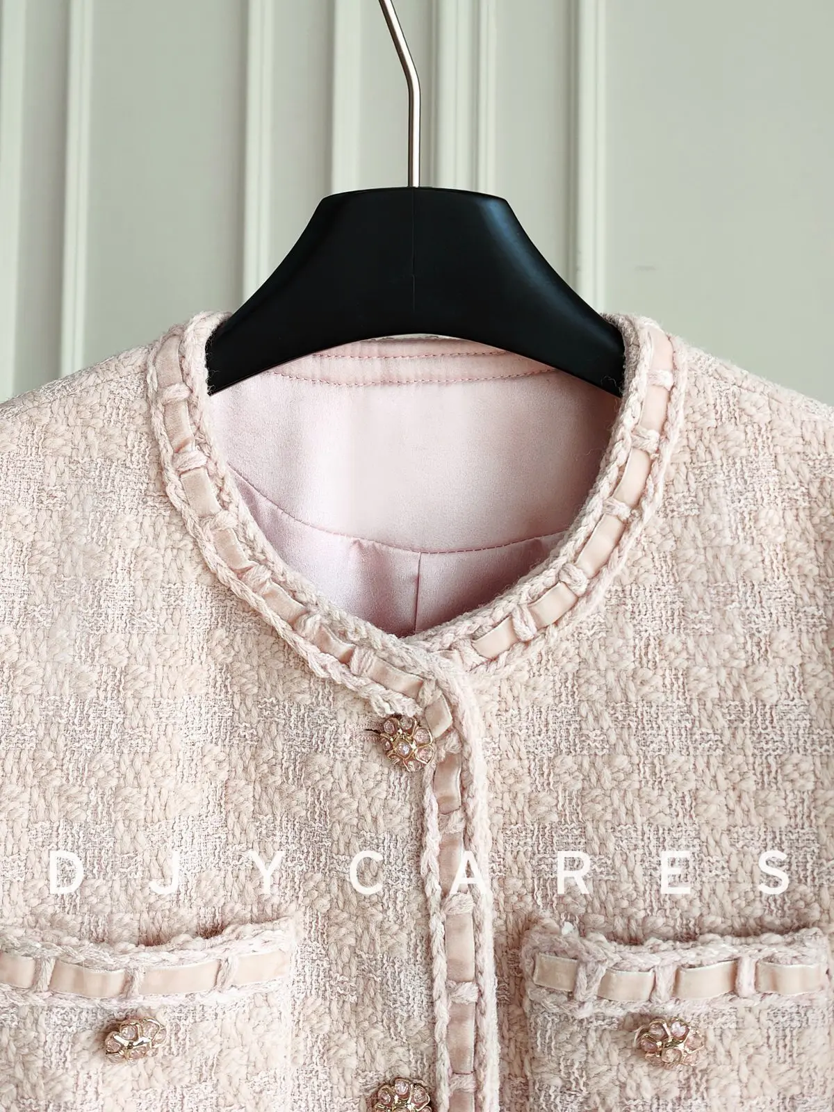 New Romantic Pink Four Pocket Floral Coat Loose Versatile Top big size