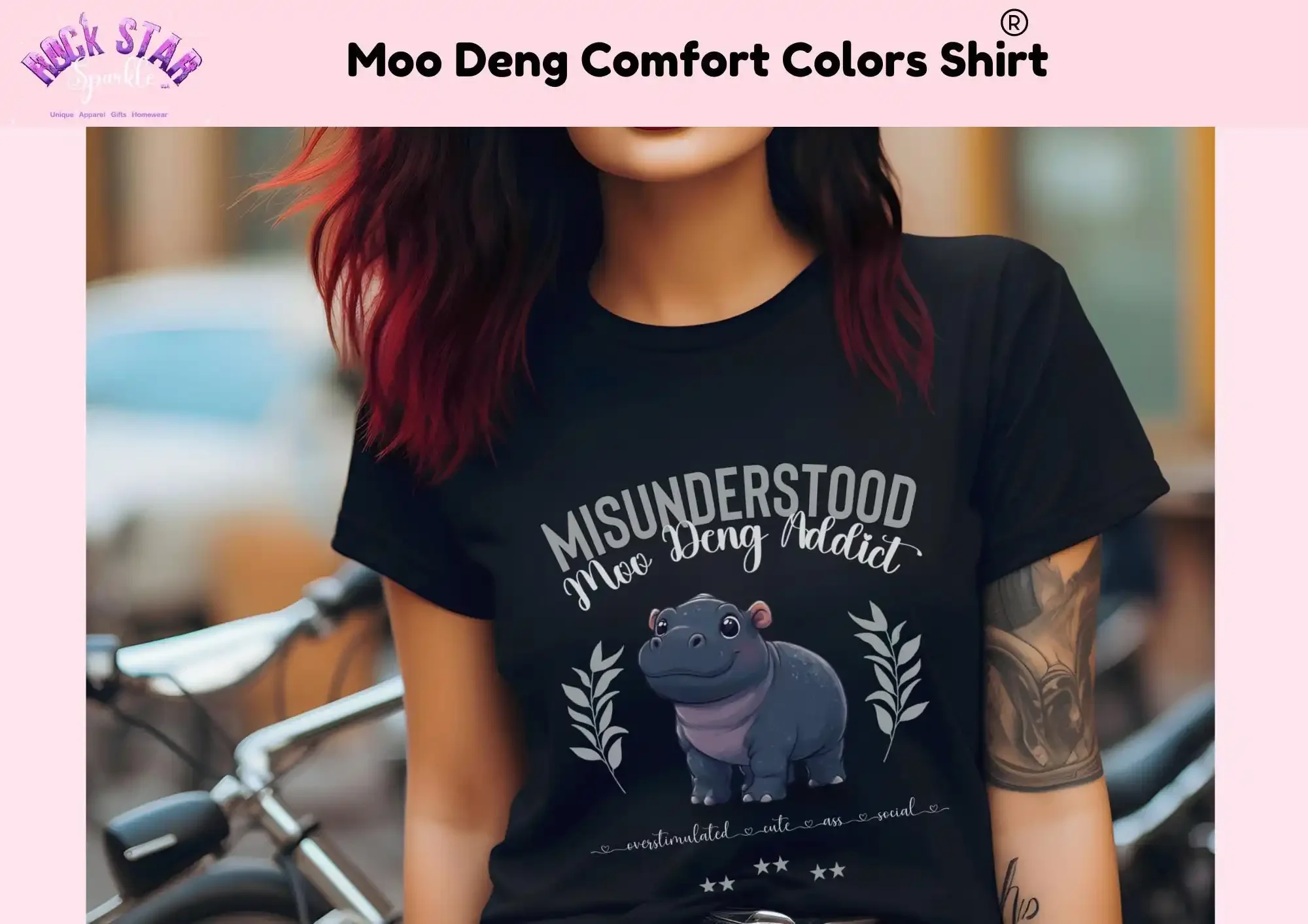 Moo Deng T Shirt  Hippo Misunderstood AddicT Pygmy Fun Christmas For Her