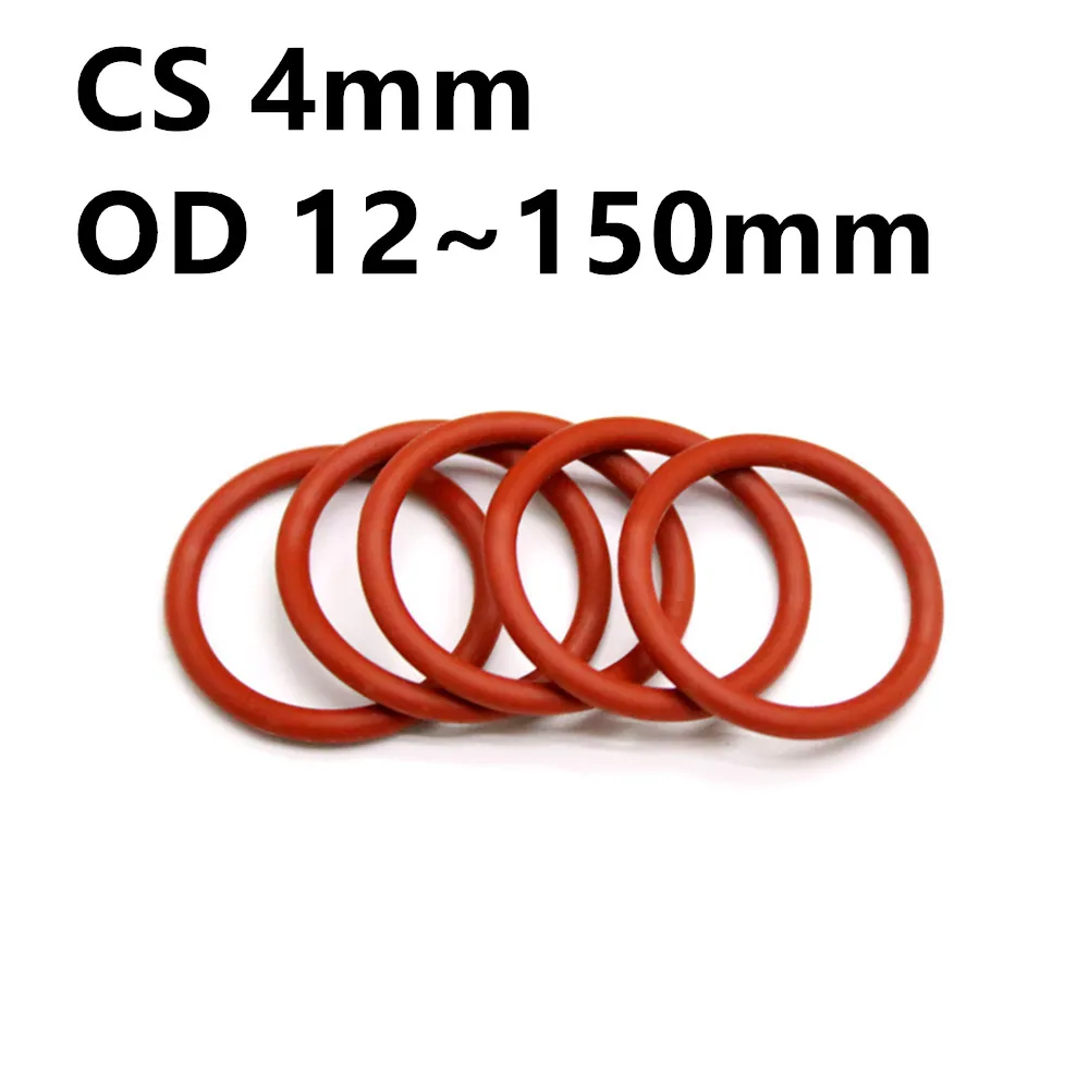 

CS 4mm OD 12~150mm VMQ Food Grade Red Silicone O-Ring Ring Washer Gaskets Waterproof And Heat-Resistant