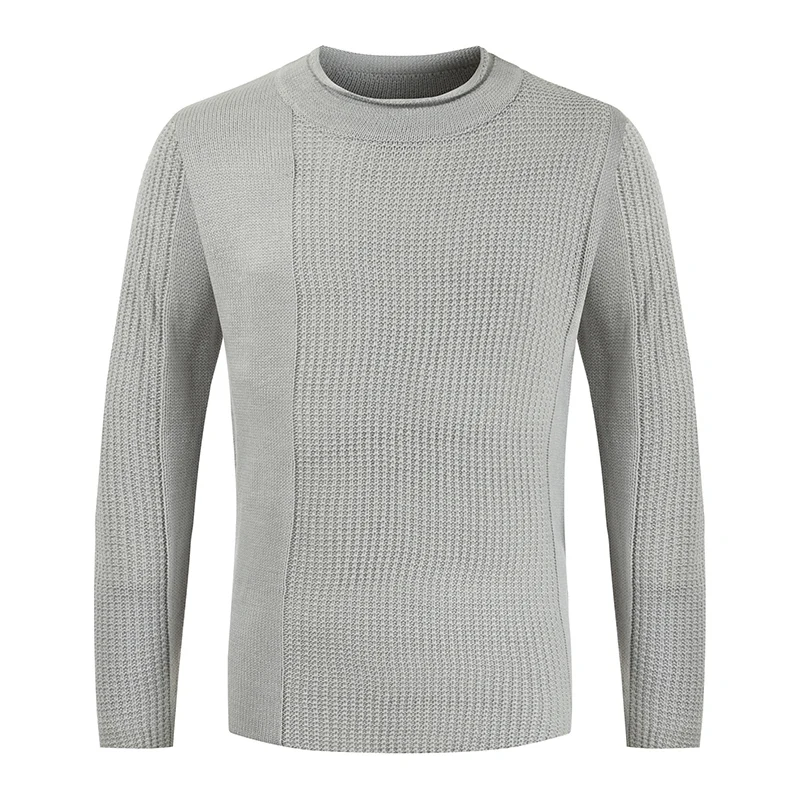 

Men's Solid Color Round necked Long Sleeve casual Hollow out Knitted Sweater Pullovers for Men