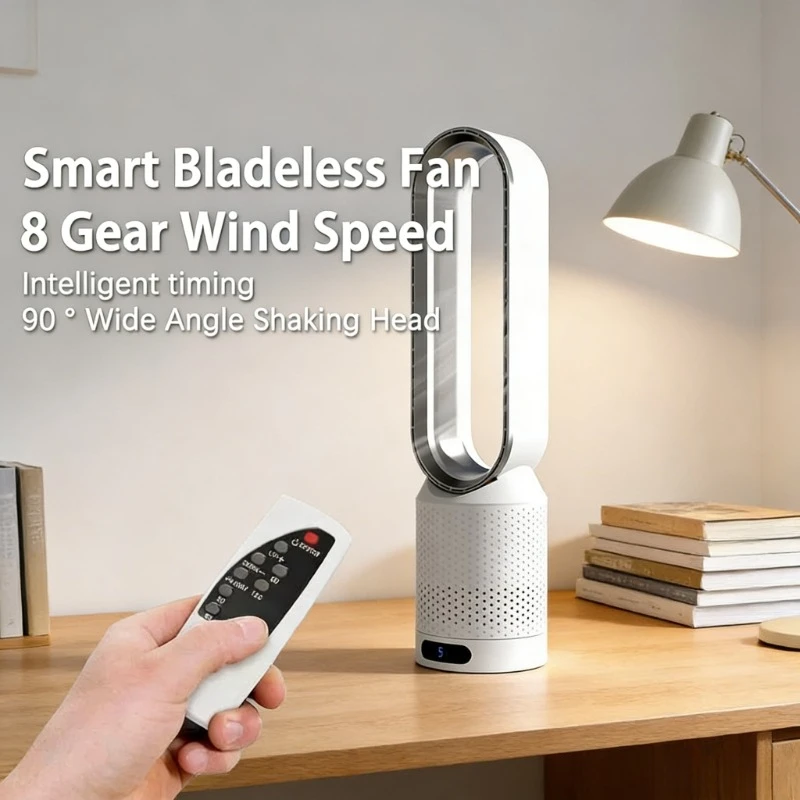 2026 Bladeless Electric Fan Quiet Air Purification Circulation Tower Fan for Dormitory Home Floor Desk Cooling