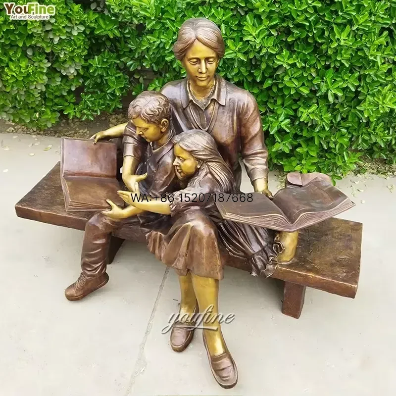 Wmwmnu Outdoor Decor Sculpture for Parks Memorials Bronze Mother and Son Statue
