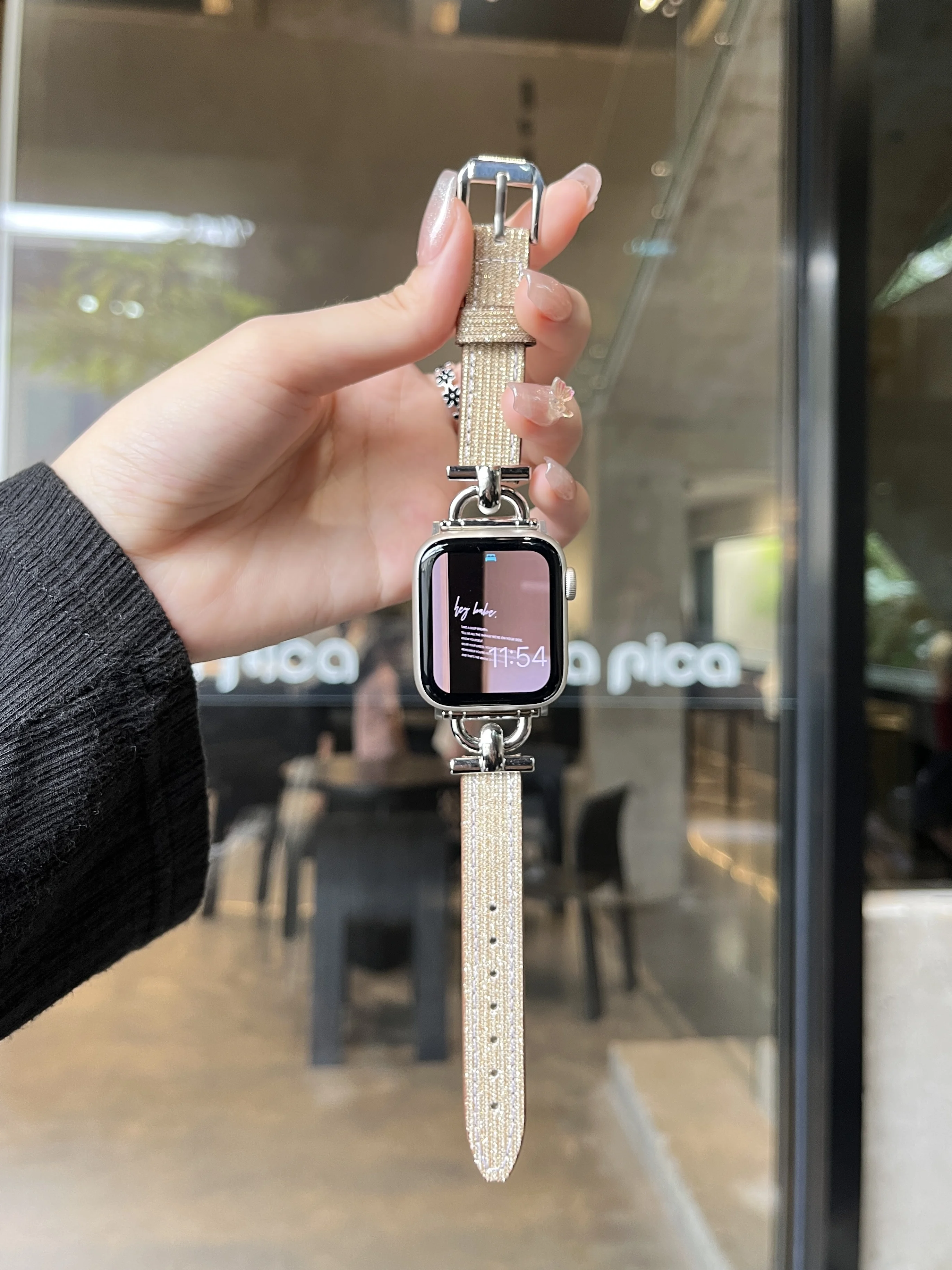 Cloth Leather loop for Apple Watch Band For Women Correa for iwatch strap 40mm 41mm 42mm 45mm