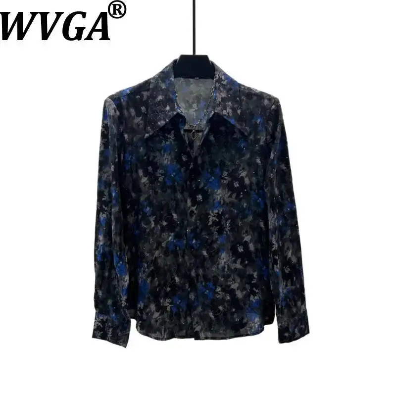 

WVGA Spring Summer New Men's Floral Printed Trendy Long Sleeved Shirt Niche Casual Draped Sunproof Shoulder Pads Tops Ins W24726