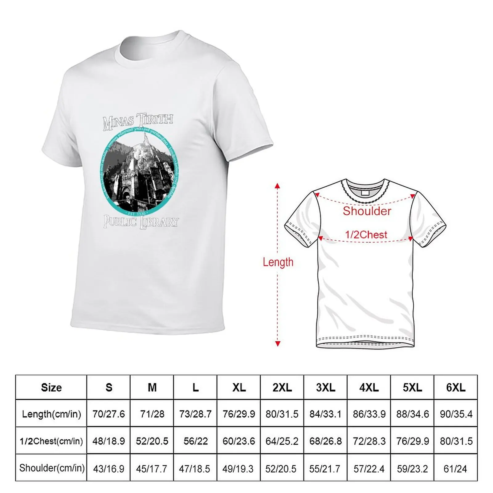 MINAS TIRITH PUBLIC LIBRARY T-Shirt Basic Plain Tee for Spring and Summer