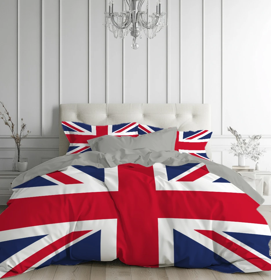 

3D Print National Flag Duvet Cover Set Creative UK Flag Colorful Bedding Sets For Teens Adults Polyester Soft Quilt Cover Sets