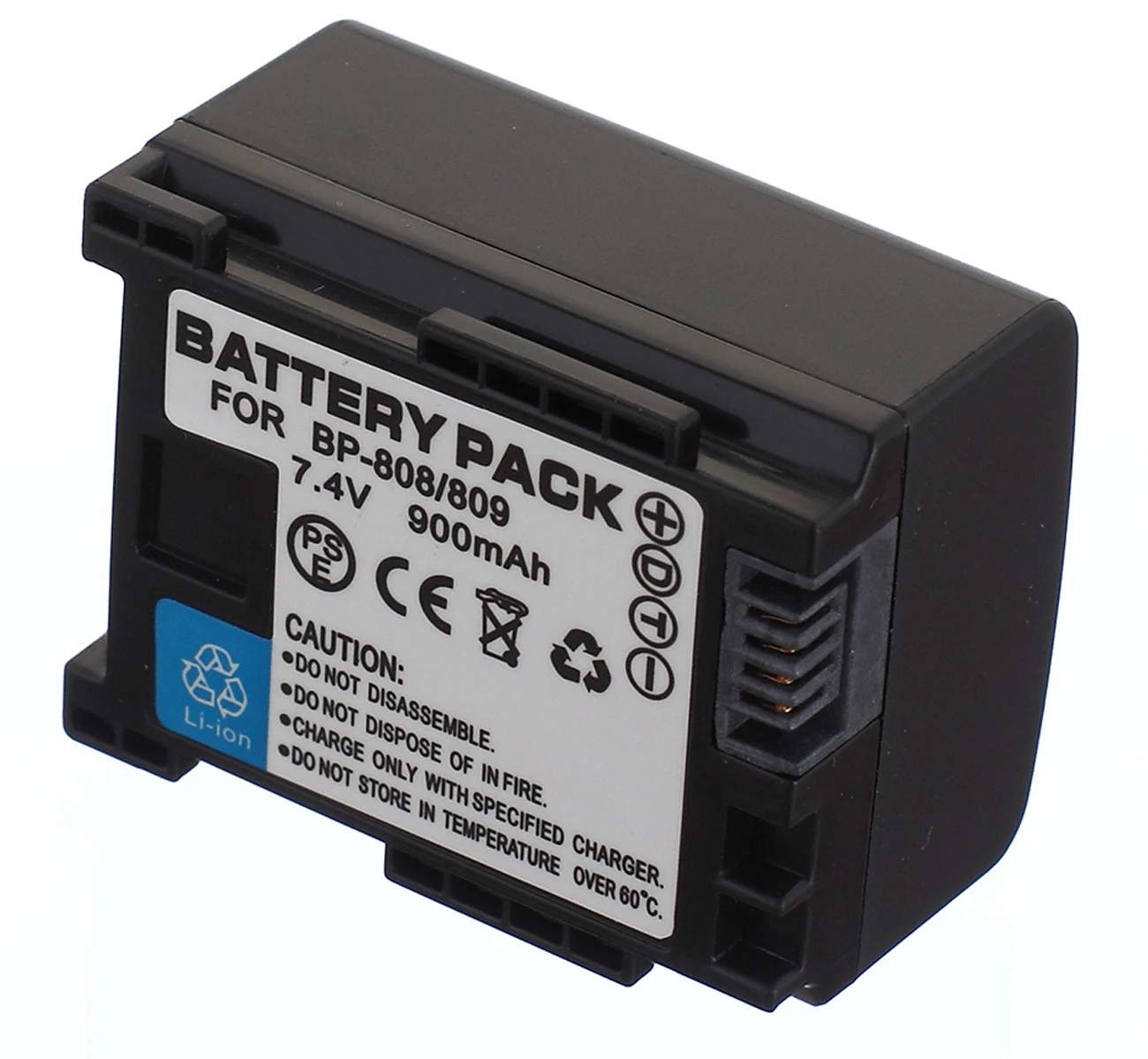 Rechargeable Lithium-ion Battery Pack for Canon BP-807, BP807, BP-808, BP808, BP-809, BP809 900mAh