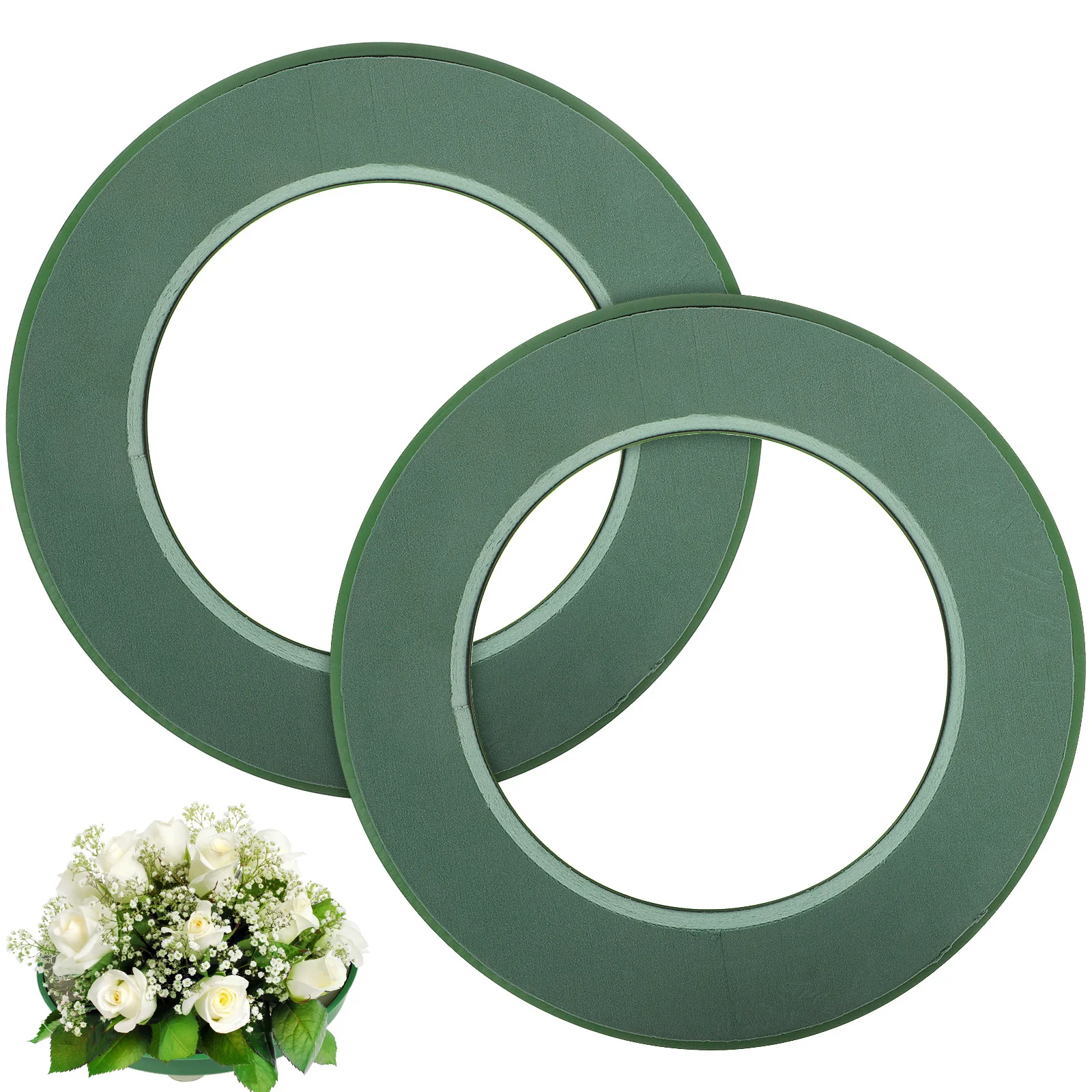 

2Pcs Suction Cup Flower Foam Ring Green Wet Floral Blocks Wedding Car Decoration Supplies Floral Foam Wreath Flower Ring