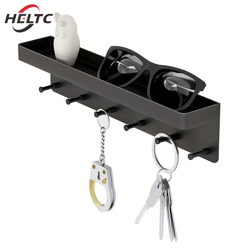 Key Holder For Wall Decor Mail Shelf Organizer Tableware Hanger Wall Mounted With 6 Hooks Storage Rack For Kitchen Bathroom