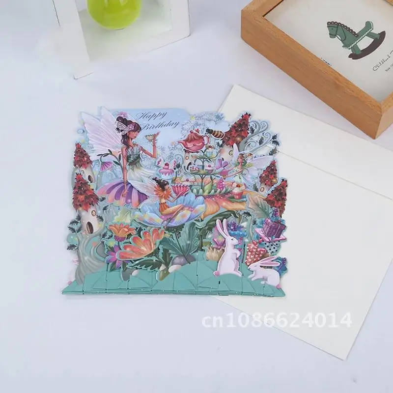 Creative 3D Laser Cut Birthday Invitation Greeting Card Handmade Gift Cards Postcard Happy Birthday Greeting Card