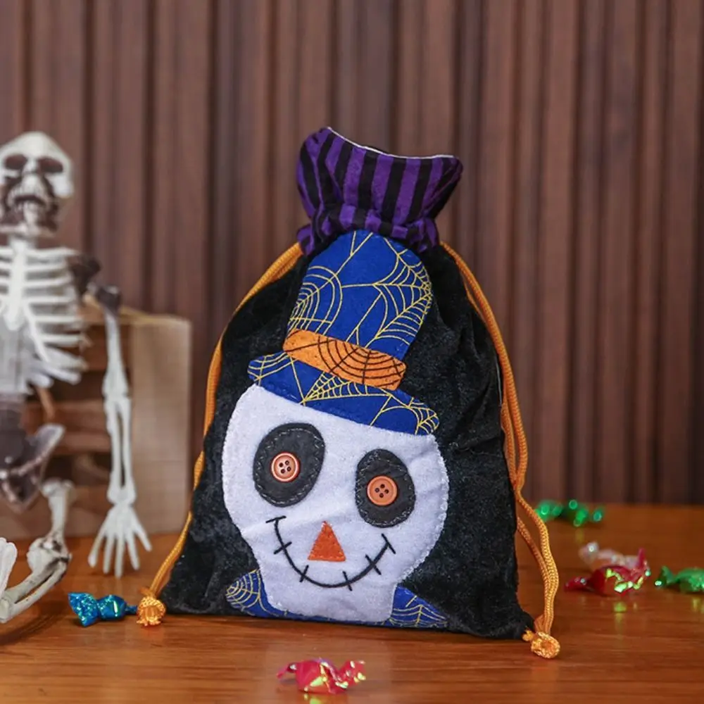 Storage Bucket Halloween Candy Drawstring Bag Gifts Pouch with String Bag Trick or Treat Bag Non-woven Pumpkin Bag Festival