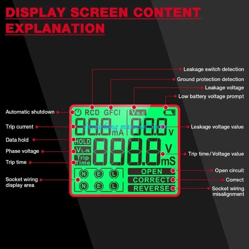 Y5GD -Leckage -Testdetektor mit Daten Halten Sie große LCD -Outlet -Socket -Checker