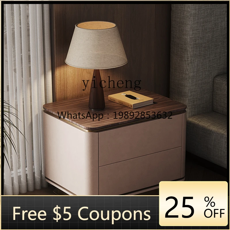 

GZ solid wood bedside table villa simple black walnut bedside table locker