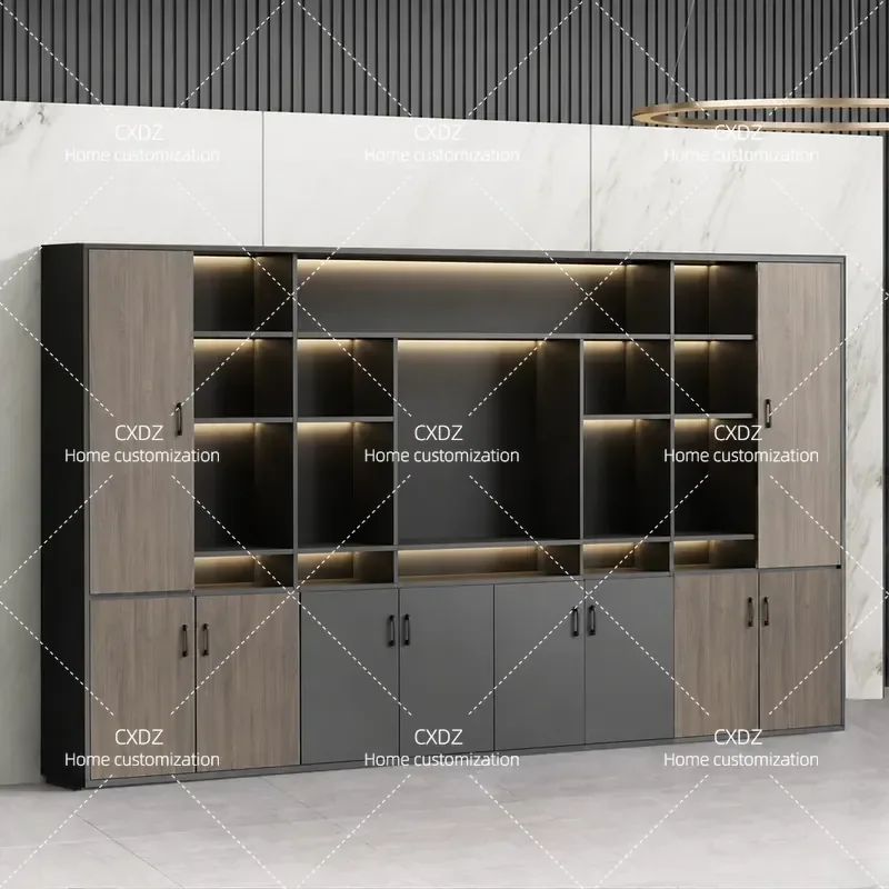 Boss Desk File Cabinet Data Cabinet with Lock Cabinet Background Storage Office Wooden Modern Office File Bookcase