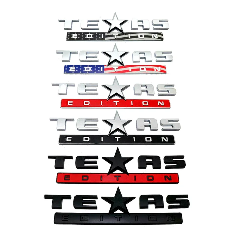 Texas Car Fender Body Side Door Rear Trunk Lid Tailgate Emblem for Silverado Wrangler Titan Cherokee Tundra F-150 F-250 F-350