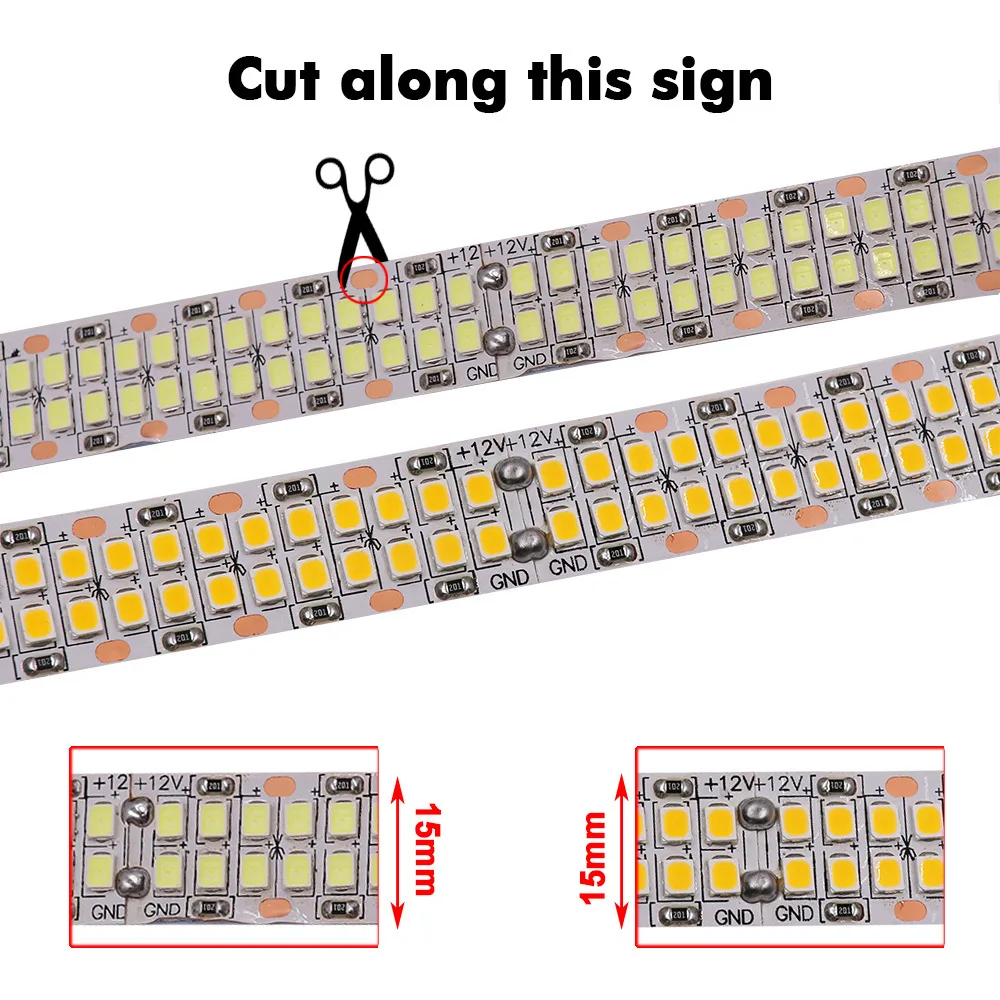 5m 12v 24v wodoodporna wysoka jasna taśma LED 2835 podwójna rząd 480 led/m 30 w/m 2400 LEDS/M LED elastyczna taśma 3000k 4000k 6000k