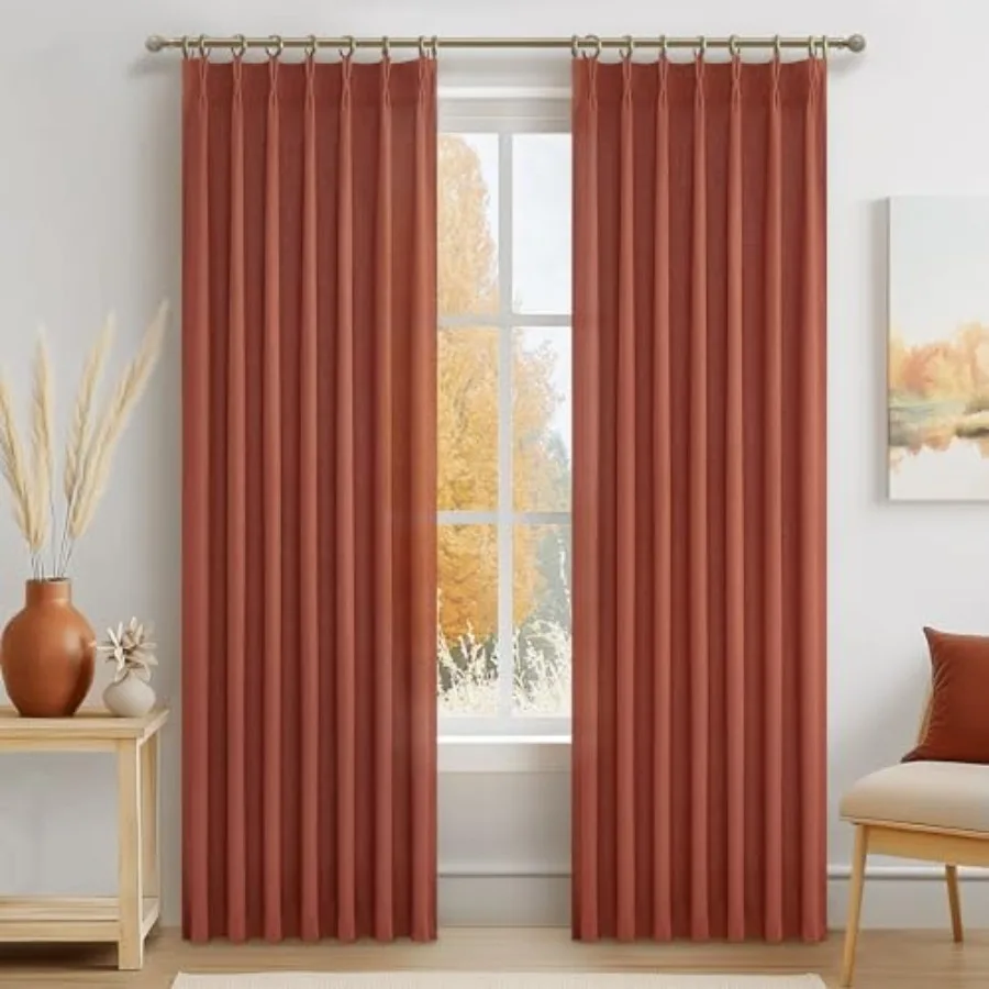 

Flax Sheer Curtains 84 Inch Long for Living Room, Country Cottage Core Pinch Pleated Light Filtering Semi Through Drapes 84 Inc
