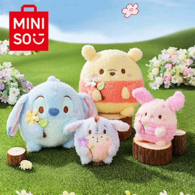 Miniso Genuine Disney Ufufy Has Flower Series Cartoon Plush Toys Pets And Dolls Stitch Winnie Is A Gift For Cute Xams Girls