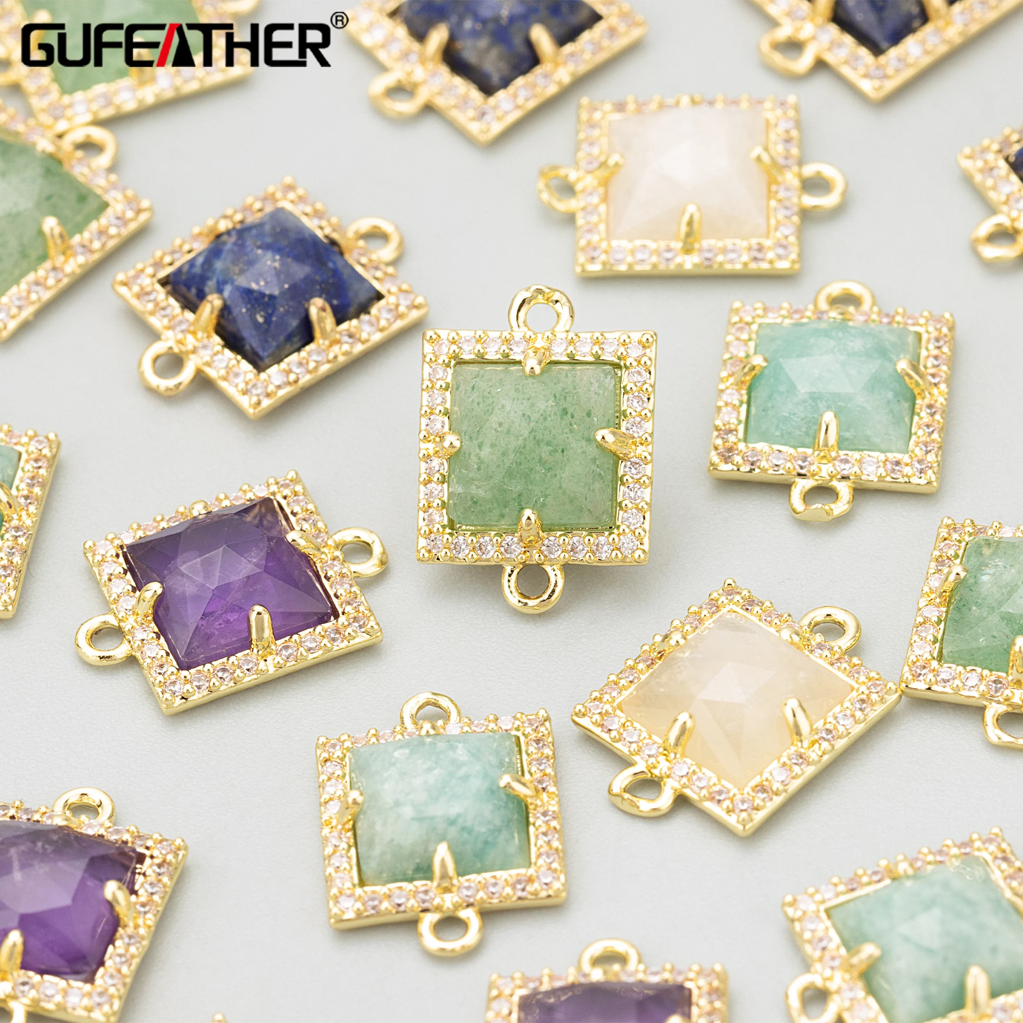 GUFEATHER,4pcs/lot,MF80,jewelry accessories,18k gold plated,copper,zircons,nickel free,charms,diy pendants,jewelry making