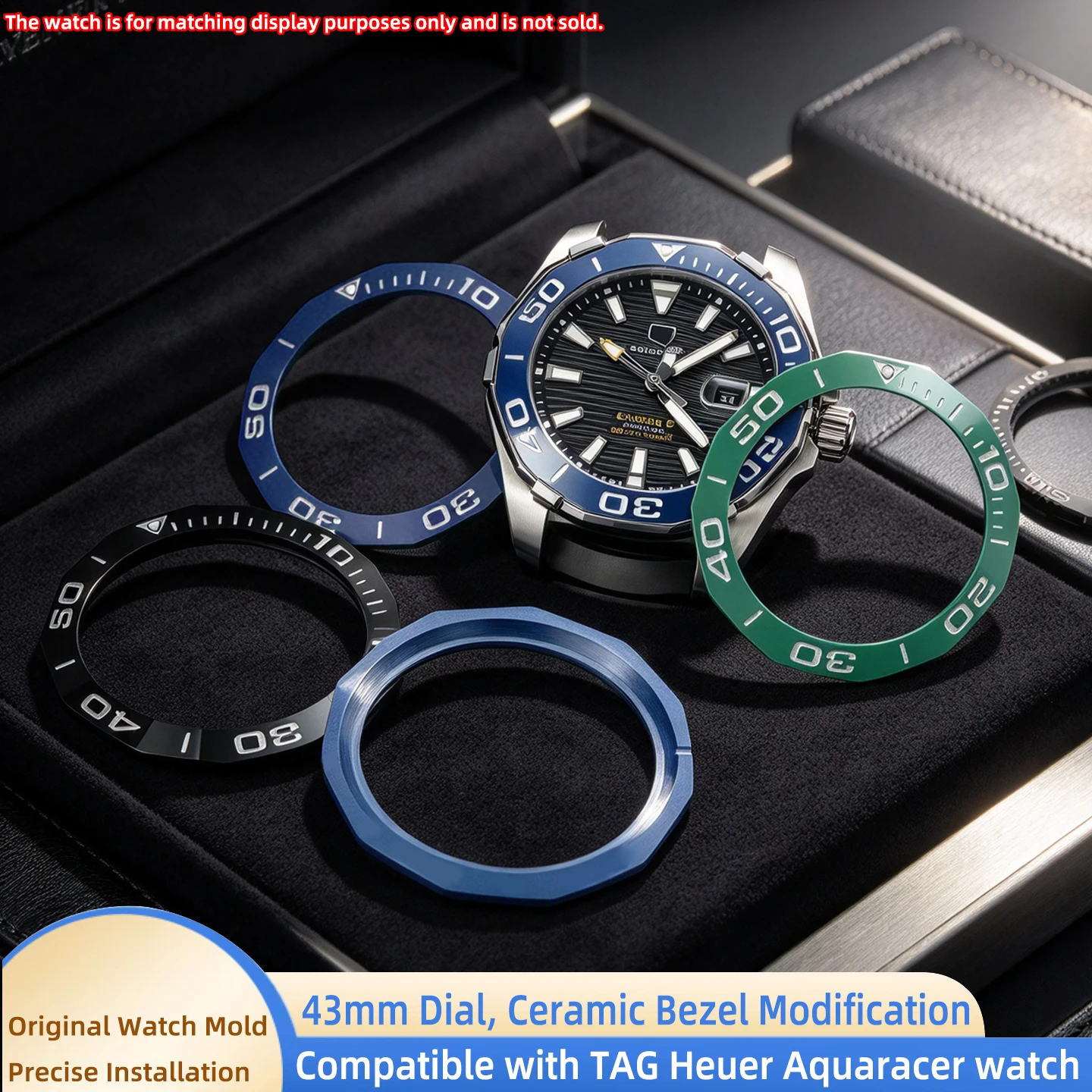 Watch Ceramic Bezel Insert for TAG Heuer Aquaracer WAY201/WBP201, 43mm Diver Digital Outer Ring Replacement Accessories