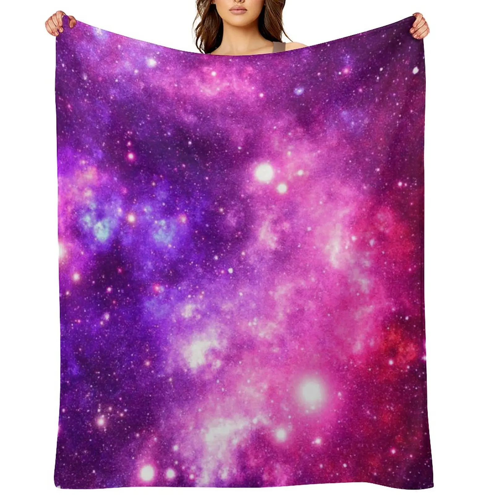 

Pink Purple Galaxy Nebula Throw Blanket Decorative Beds Quilt Thin Cute Blankets