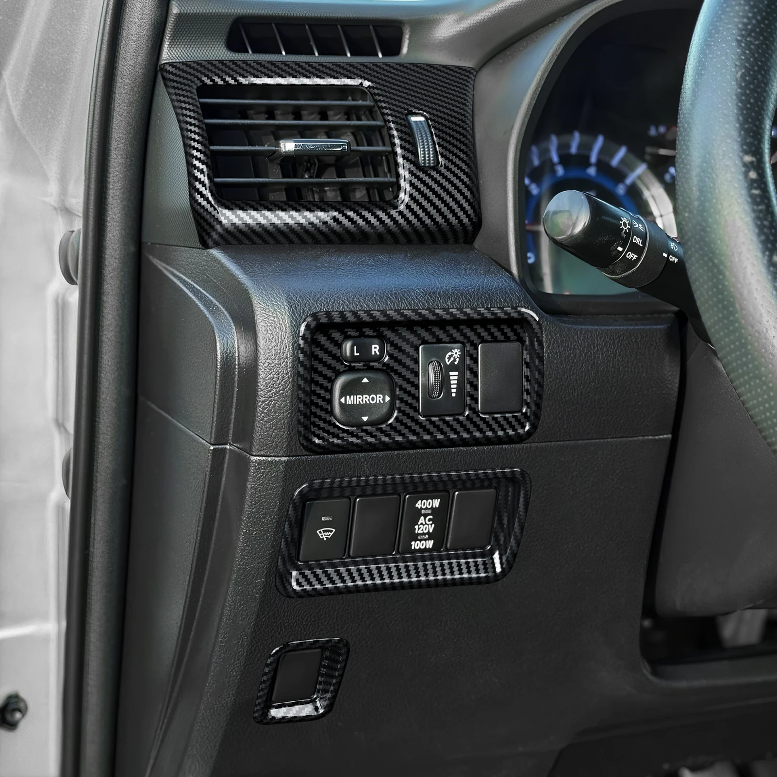 For Toyota 4Runner (2010-2024).Car Center Console Side Air Vents Panel. Carbon Fiber Interior Sticker ABS Trim Accessories view 4