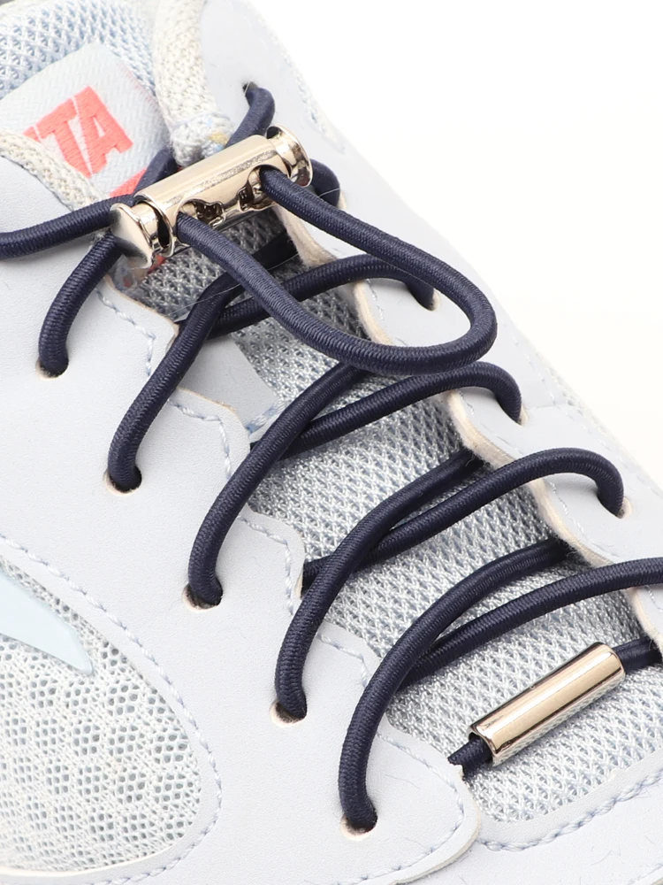 No-Tie round Elastic Shoelaces with Metal Lock for Sneakers And Boots - Quick-Release Flat Shoe Lace for Kids & Adults Rubber