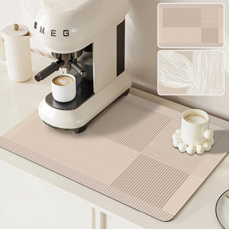 Super Absorbent Drain Mat Line Dish Drying Mat Heat Resistant Coffee Machine Pad Non-Slip Tableware Mats Kitchen Accessories