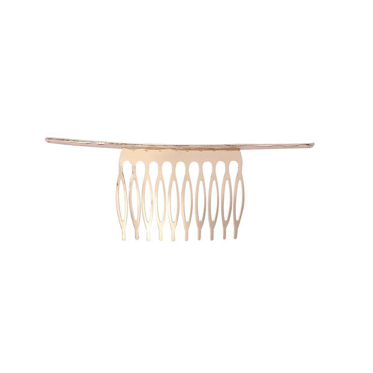 

Simple Elegant Hair Comb Golden 10 Teeth Alloy Clip for Women Bridal Side Comb Daily Hair Styling Accessory