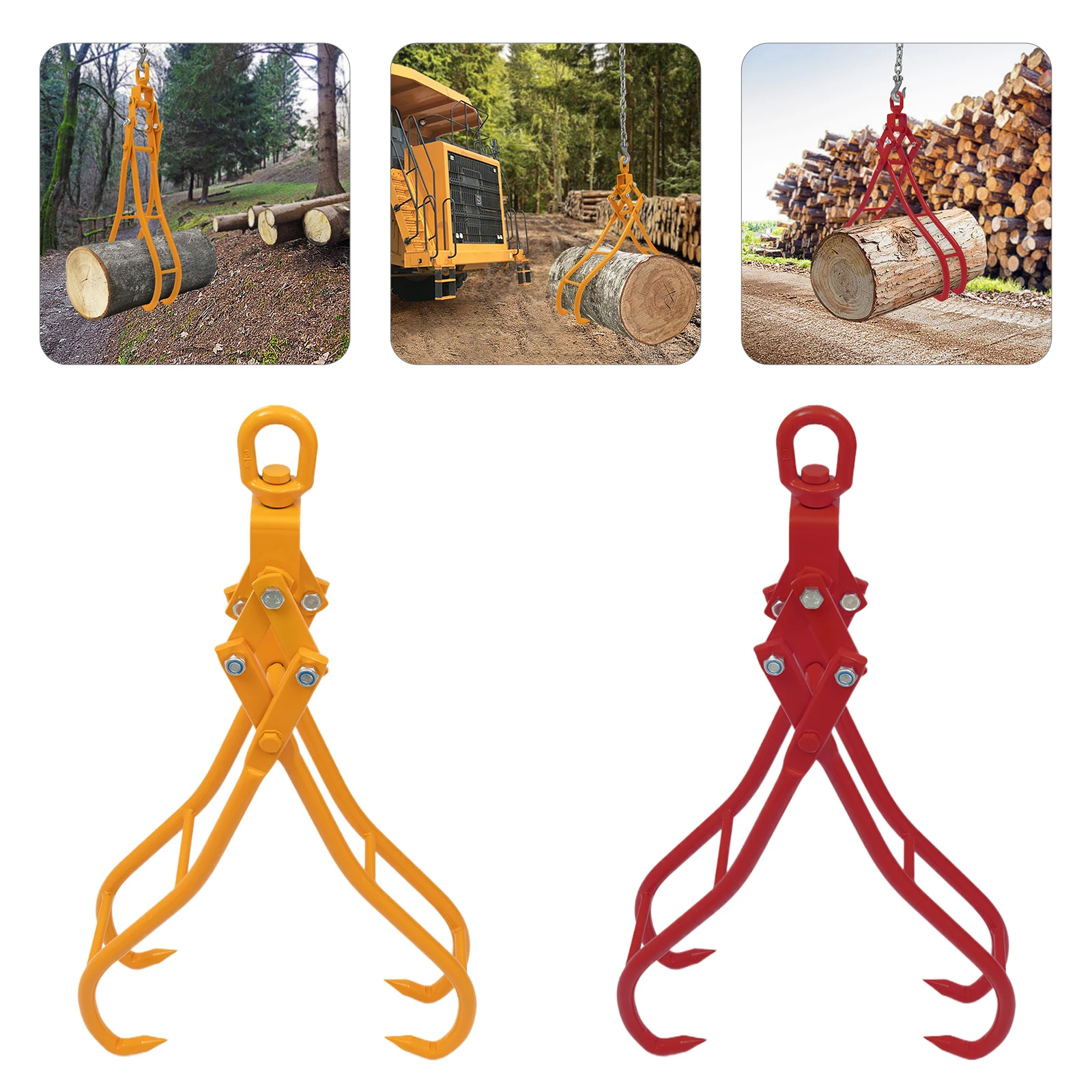 Wear-Resistant Timber Lifting Tong 36 In 4 Claw Log Grapple Installation-Free Simple Operation for Forestry/Construction