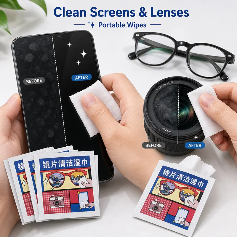 1000 Pieces Set Quick Cleaning Lens Cloths Portable Oil Stain Removal Convenient Carry-Easy-To-Use Microfiber Wipes for Glass