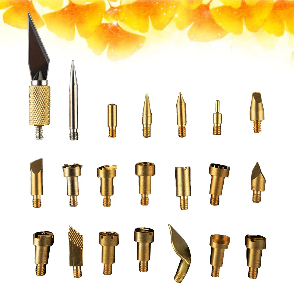 

22Pcs Copper Soldering Iron Tips Set for Professional Hobby Enthusiasts Woodworking Crafting Decorative Patterns