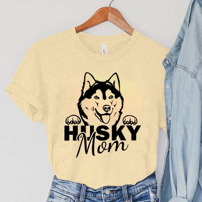 Harajuku Husky Mom Y2k Top Female Summer Animal Graphic T Shirts Cartoon Husky Women Clothing Vintage Husky Mama Print T-Shirts